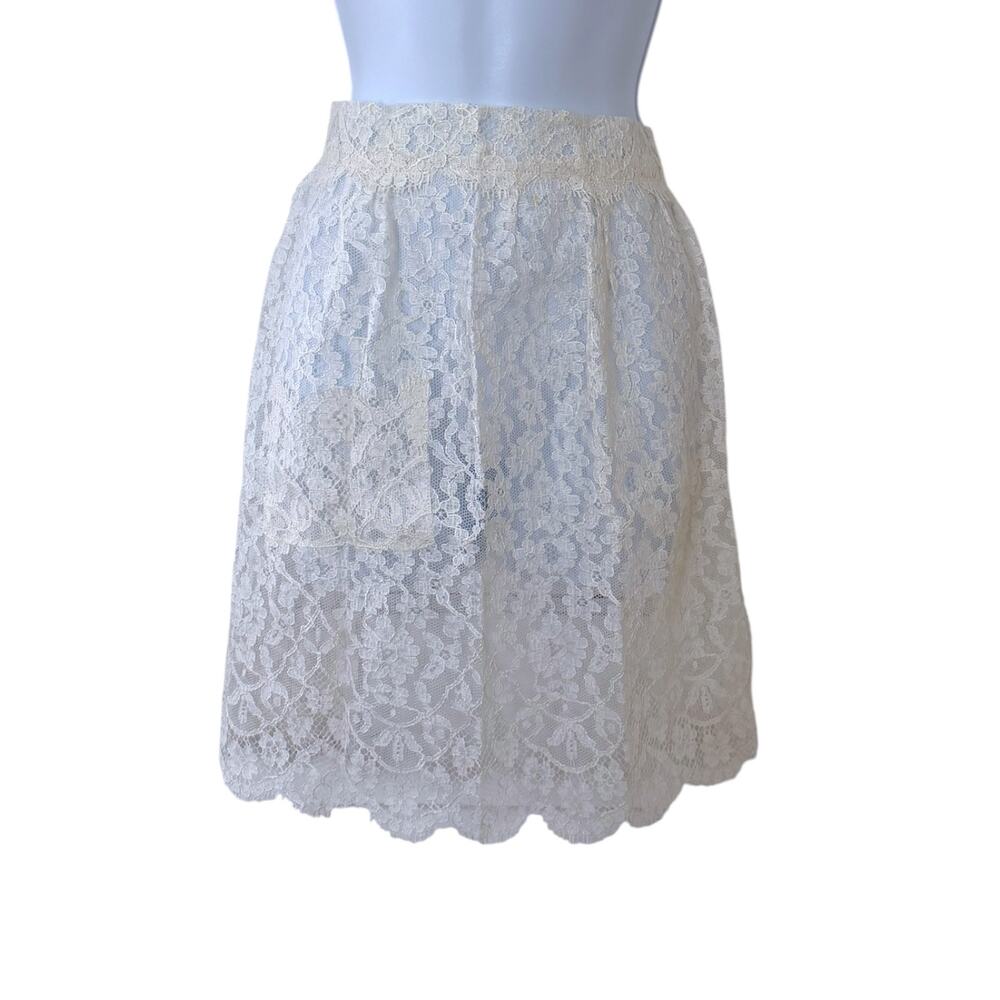 Handmade Cream Ivory Lace Apron Women’s OS Cottagecore Coquette Pocket Tie Close